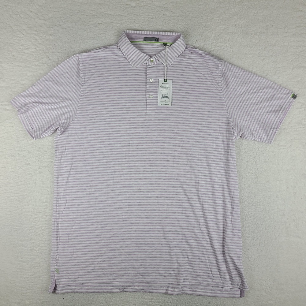 Tasc Performance Polo‎ Shirt Mens 2XL XXL Purple Striped Short Sleeve NWT NEW